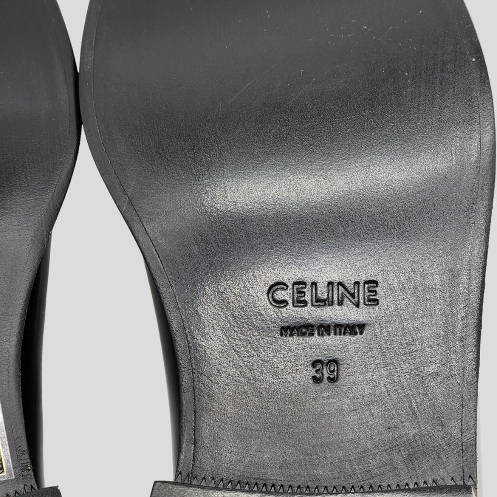 Celine Leather Lace-Up Derby Shoes Black Size 39 - Picture 7 of 8